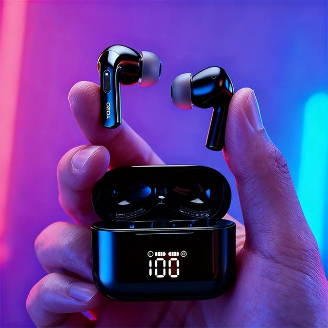 TEMU ブノイズキャンセリング ワイヤレスBluetoothイヤホン AI搭載 インナーイヤー バスブースト 42時間バッテリー LEDディスプレイ アプリ操作 32サウンド 会議録音 即時翻訳 スマート会話