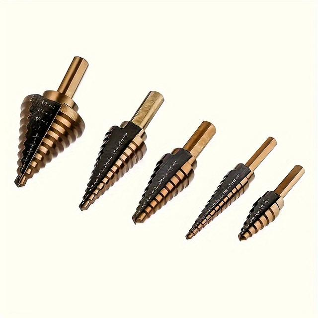 TEMU 5pcs/set Ultra-sharp Precision Cobalt Hss Co Drill Bit Set - Durable Titanium Nitride Coating, 50-sized Range, Premium, Versatile Round Shank