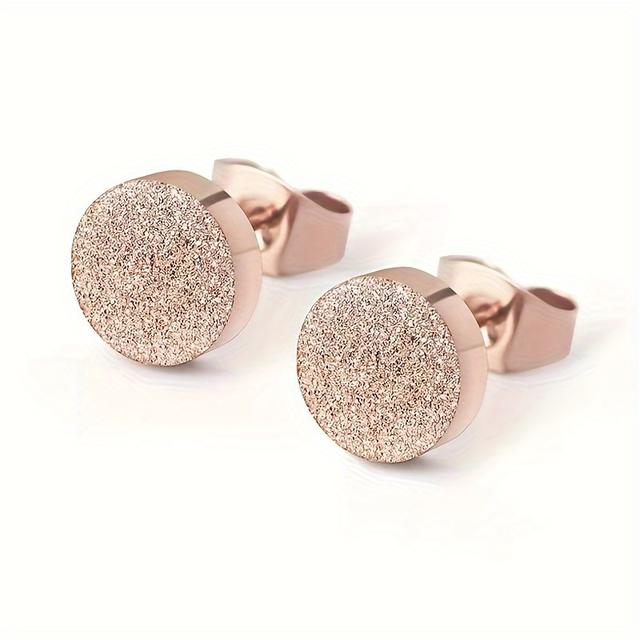 TEMU 2pcs Unisex Matte Fine Needle Stud Earrings, Stylish Stainless Steel, Hypoallergenic Earrings, Suitable For Daily Wear, Perfect Gift For Girlfriend