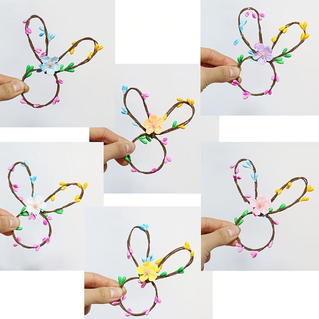TEMU 6 Stück Serviettenringe Osterhasenohren Serviettenhalter Handgemacht - Frühlings-Ostereier Serviettenringe Boho Rustikale Farmhouse Tischdeko