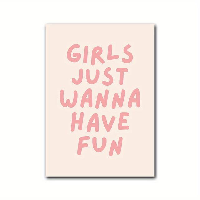 TEMU 2D Platt, 2D Platt, Set med Affischer med Citatet 'Girls ', för att Dekorera en Rum, Lekrum eller Vardagsrum. Denna Rosa-Tema Dekor är Utan Ram.