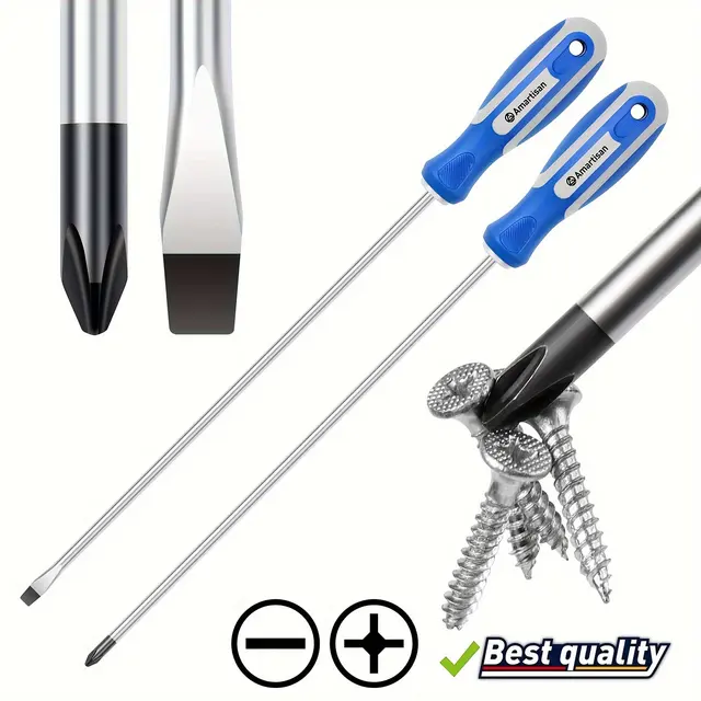 TEMU ชุดไขควง 2 ชิ้น ยาว 12 นิ้ว, ชุดไขควงใบยาว 12 นิ้ว มีแม่เหล็ก, ไขควงฟิลลิปส์และสล็อต