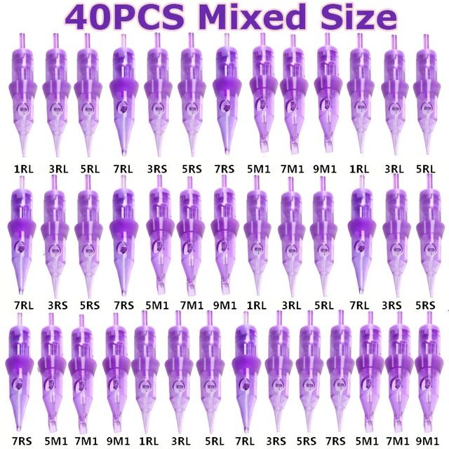 TEMU Mixed Size Tattoo Needle Cartridges In Packs Of 10, 20, , Featuring Safety Membranes And Rl Rs M1 Tattoo Needles, Suitable For And Beginners.