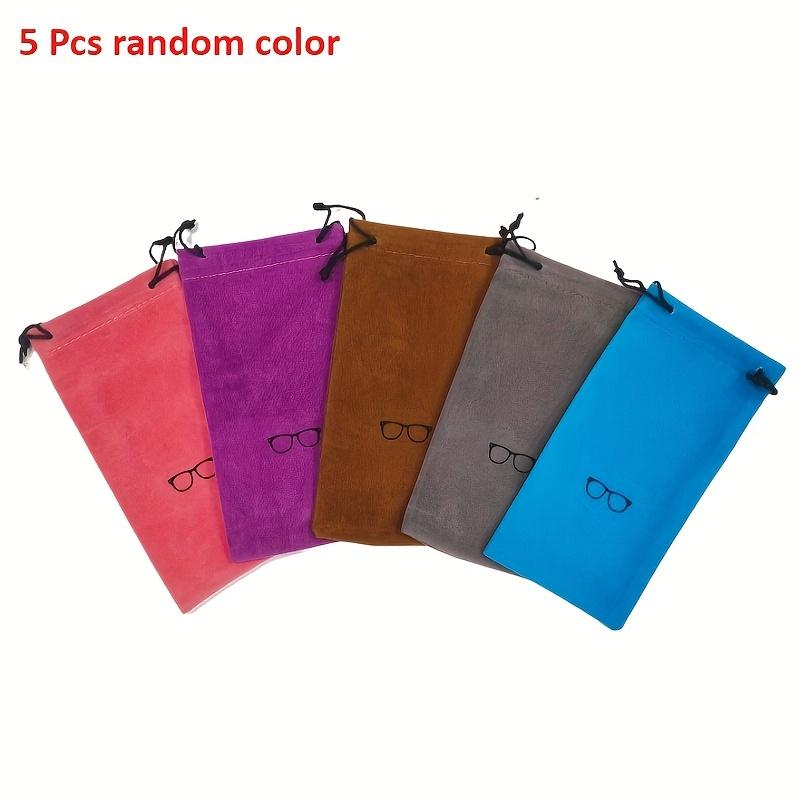 TEMU 5pcs Soft Velvet Glasses Bag Fashion Drawstring Reading Glasses Portable Eyeglasses Case Holder