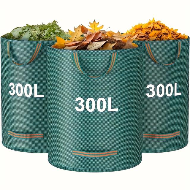 TEMU 3 Stück 300L Gartenabfallbeutel, wiederverwendbare, robuste Müllbeutel, PP-Material, ideal für Garten, Rasen, Laub, Hofabfall-Lagerung