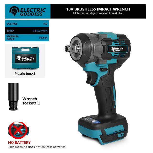 TEMU Akku-Schlagschrauber, 18-21V, wiederaufladbar, kabelloser Schraubendreher, Elektrowerkzeug für die Autoreifenwartung, kompatibel mit Makita-Akkus