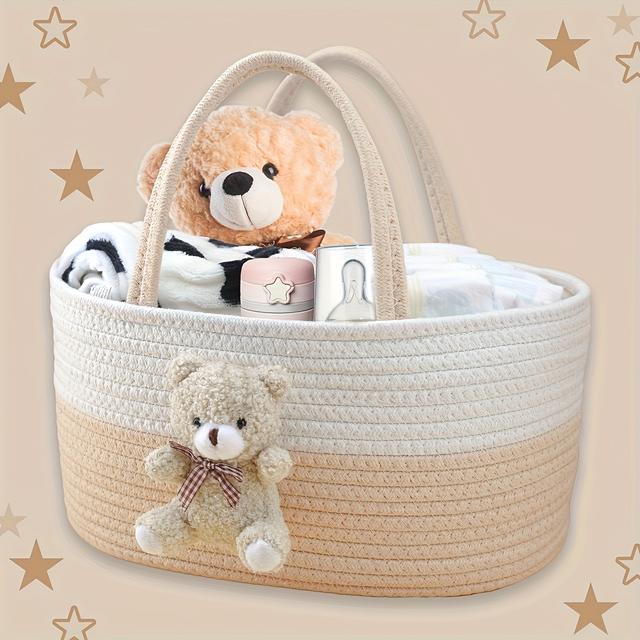 TEMU . Entzückender Bären-Windel-Aufbewahrungskorb, Geschenkkorb, Zimmerwindeln, Wischtücher, Spielzeug-Aufbewahrungskorb, Ideales Grundgeschenkkorb