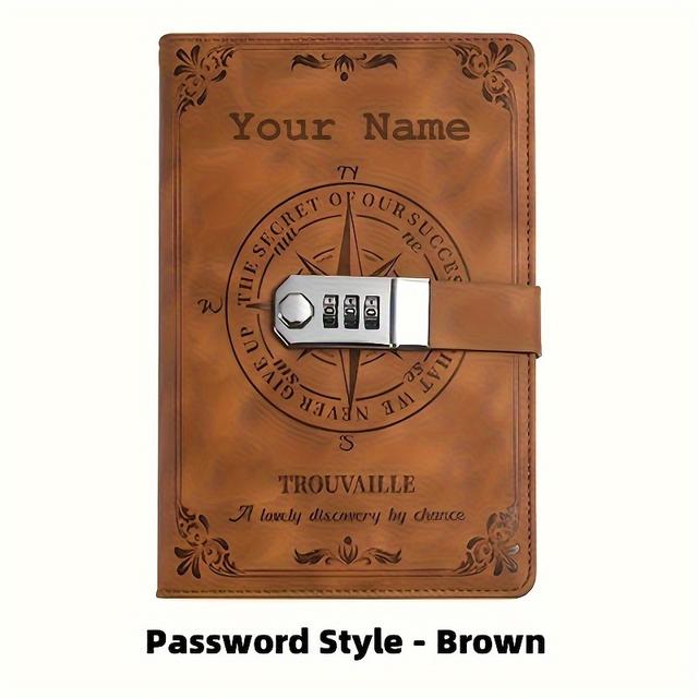 TEMU Gepersonaliseerde Vintage Dagboek met Wachtwoordvergrendeling, Ideaal voor School, Dagelijks Gebruik op Kantoor, Zakelijke Vergaderingen, Reisplanning en Persoonlijke Organisatie