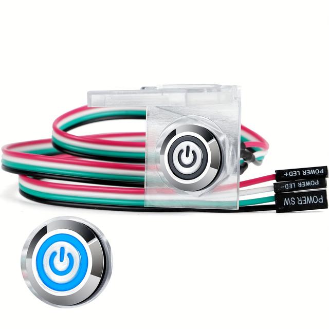 TEMU 16mm Metall Knopf Desktop Computer Gehäuse Schalter Kabel Button ATX Einschalter/Aus-Schalter