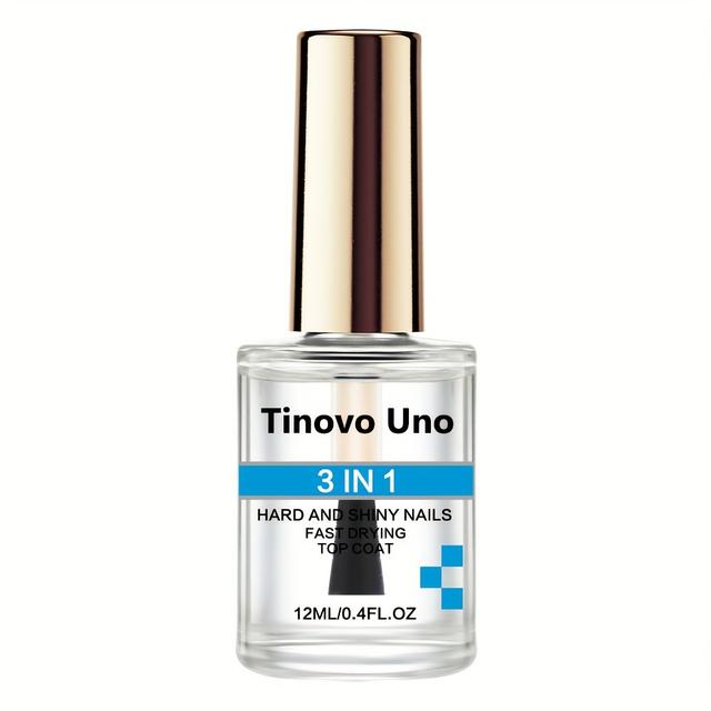 TEMU Tinovo 3-in- Coat Nail Polish, 12ml - Fast-drying, , Hardens & Nails, Prevents Damage, Splitting & , Liquid Form, Adult Use, -free Material - Strengthening Nail Care