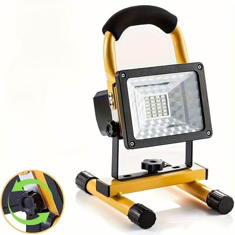 TEMU Led Work Light With Bracket, Battery Powered, 4400mah Rechargeable, 4 Lighting Modes, Portable Cordless, Suitable For Construction, Workshop And Outdoor Lighting, Yellow