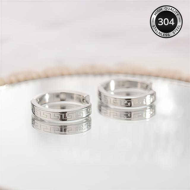 TEMU Hypoallergenic Vintage Stainless Steel Hoop Earrings, Easy And Elegant, Suitable For Everyday Wear Or Parties. High-quality Fashion Hoop Earrings Are A Gift For Women
