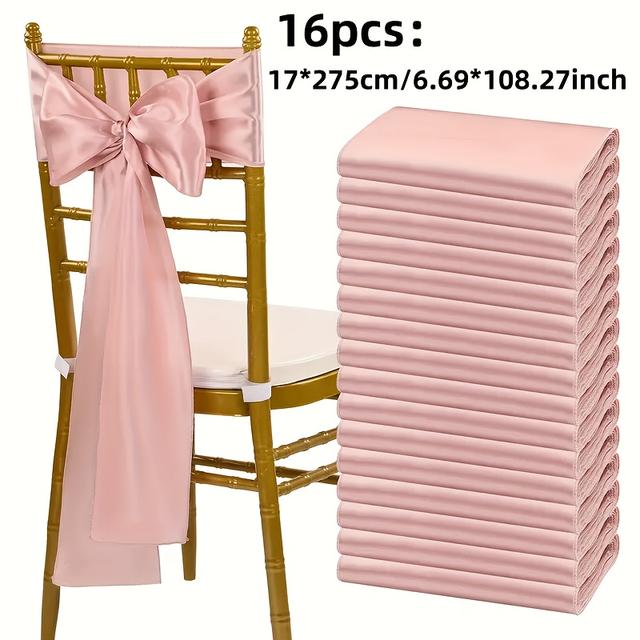 TEMU 【16本セット】17*275cm サテン チェアリーストラップ。結婚式、披露宴、宴会、パーティーの装飾、イベント装飾、デー、誕生日、お祝いに最適。