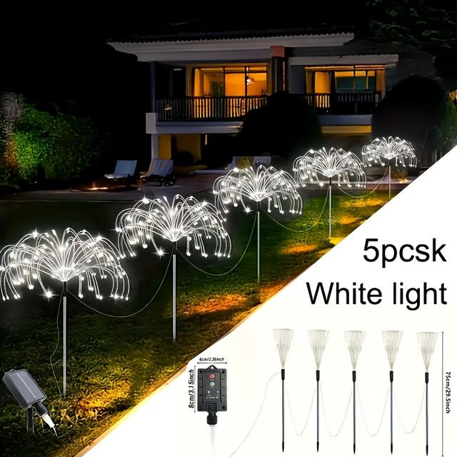 TEMU 5 szt. Solarnych Lamp Ogrodowych z 8 Trybami, 600/400 LED Miedziana Drut Dekoracyjne Lampki, Idealne na Dziedzińce, Ścieżki, Imprezy, Trawniki, Halloween i Boże Narodzenie
