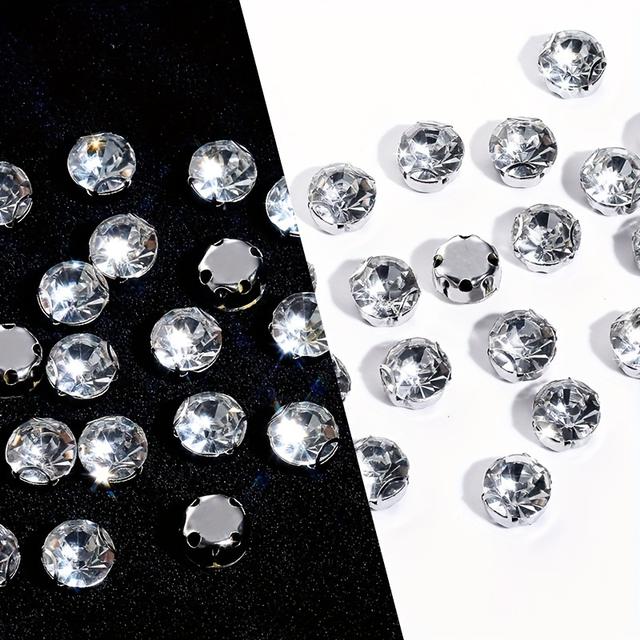 TEMU 3-10mm Shiny Flat-bottom Earring Claw Beads For Sewing On Rhinestones, Glass Crystals For Jewelry Crafting And Clothing