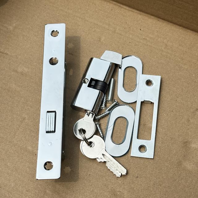 TEMU 1pc Fbendrix Double-action Door Lock For Side & Balcony Doors - Polished Copper- Alloy Key Lock With Screws, Secure Button Control For Aluminum Frame Windows, Durable Metal Construction