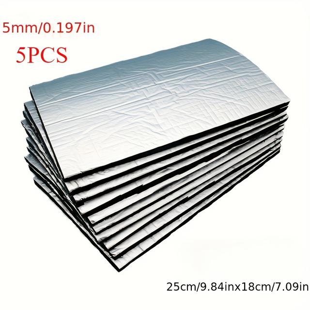 TEMU A Set Of 5pcs Of Car Sound Insulation And Heat Insulation Pads - 5mm Thick Car Sound Insulation Foam, Used For Noise Reduction And Heat Insulation, No Battery