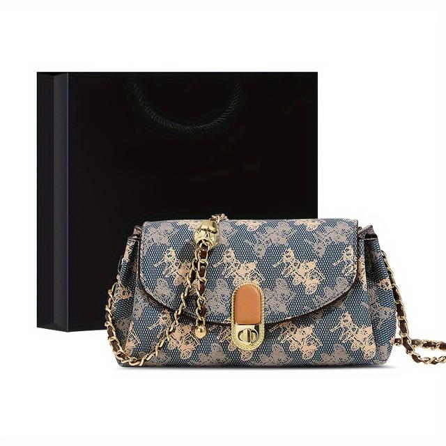 TEMU Luxuriöse Leichte Pendler Kette Kleine Tasche Damen 2024 Neue Hochwertige Textur Mode Schulter Messenger Bag, Trageprint