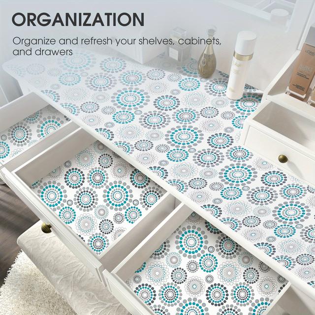 TEMU 1pc Waterproof Glue-free Shelf Liner, White Polka Dot Pattern, Cuttable Plastic Self-adhesive Pad, Kitchen Drawer Liner, Cabinet And Anti-slip, Waterproof Refrigerator Table Protector