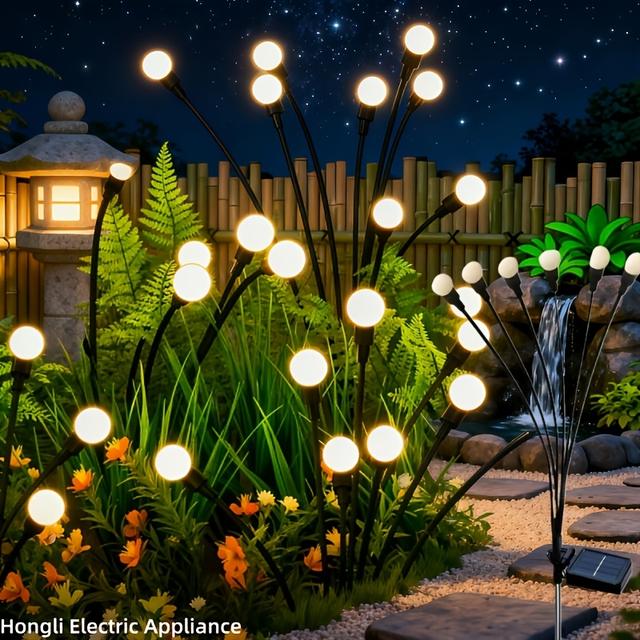 TEMU 6 Solar Firefly Lawn Garden Lights, Warm White, Suitable For Christmas, Thanksgiving, Easter Gifts, Halloween Gifts