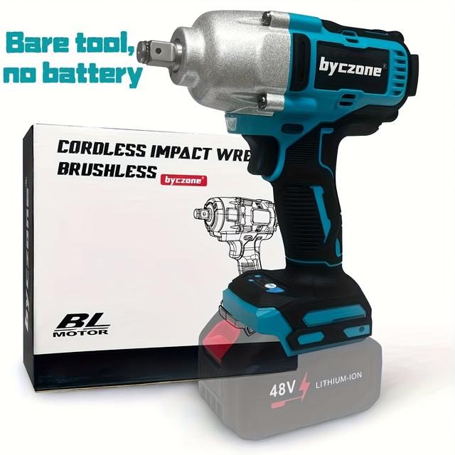 TEMU 1000nm (740ft Ft-lbs) 1/2" Brushless Impact Wrench Compatible With Makita 18v Lithium Battery, Equipped With Led Light, Suitable For Tire Changing (battery And Charger Not Included)