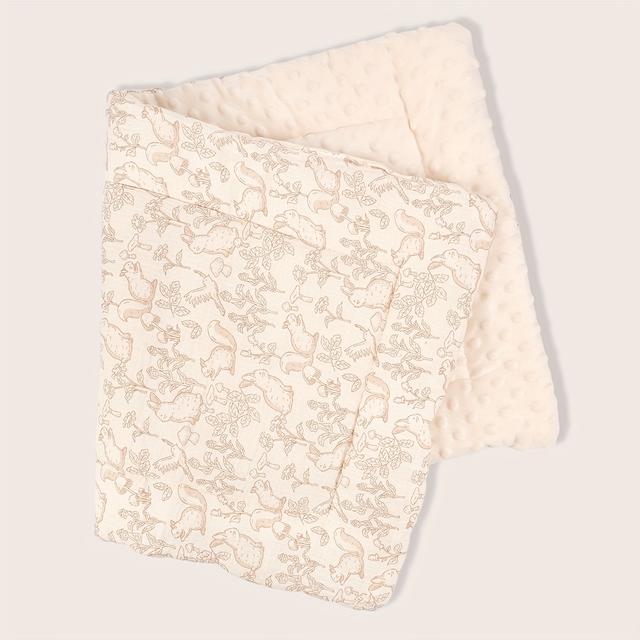 TEMU Babywagen-Decke mit weichem Eichhörnchen-Druck, atmungsaktiver Polyester-Faser-Sitzbezug für Neugeborene, bequeme Kinderwagenmatte