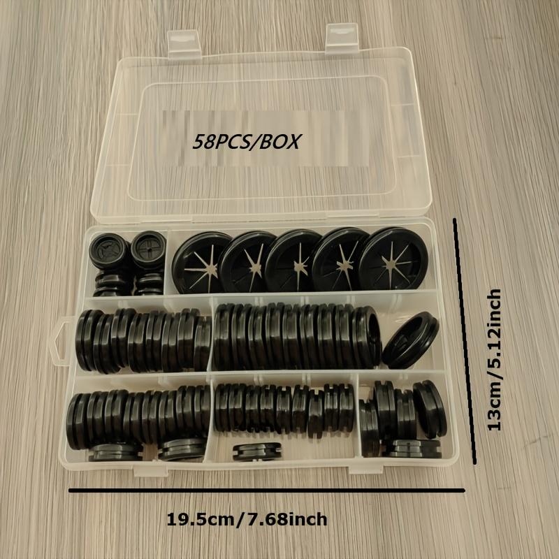 TEMU Box Of 58 Rubber Grommets Designed For Sealing Wires And Cables On , Providing Protection For Connections