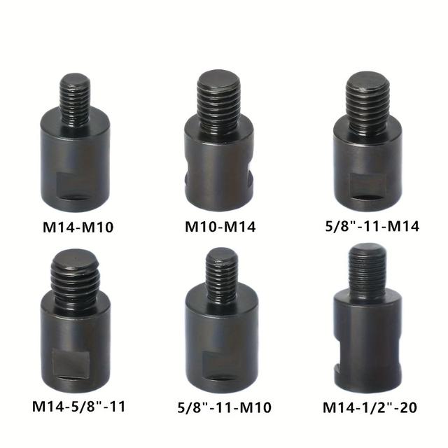 TEMU 6pcs Thread Conversion Adapter Set, High-quality Metal Polisher Interface Connector Kit With M14-m10, M14-5/8-11, 5/8-11-m14, 5/8-11-m10, And M14-1/2 Tool Attachment For Gift