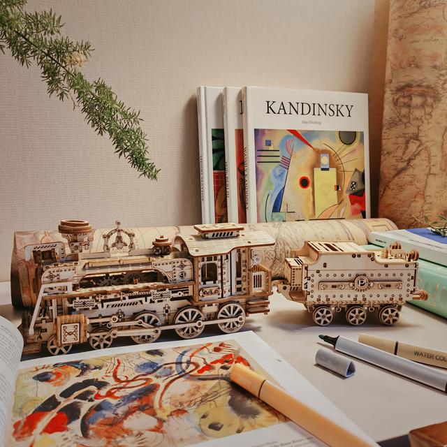 TEMU Train 3d Wooden Puzzle Handmade Diy Assembly Toys Christmas Gifts