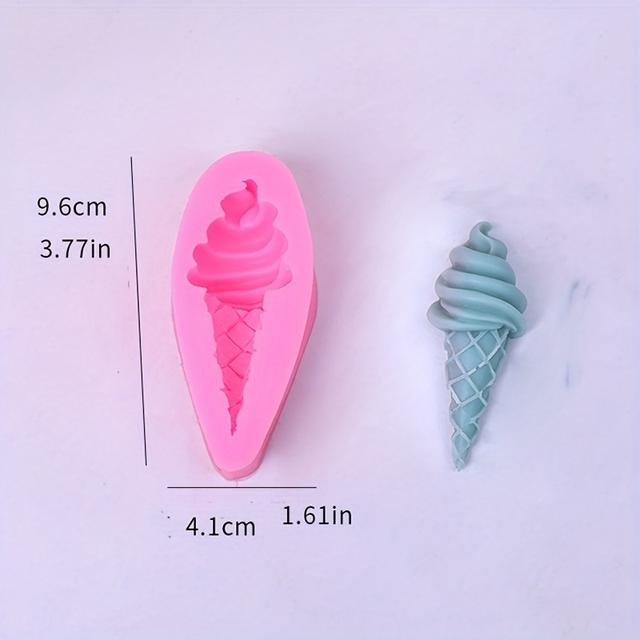 TEMU 1-pack Silicone Ice Cream Cone Mold For Baking And Fondant, Uncharged Manual Diy Cake Decorating Tool For Birthday And Ice Cream-themed Desserts