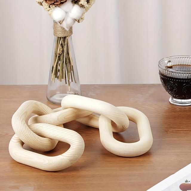 TEMU A Wooden Chain Decoration, 5 Wooden Decorative Chains For Home Decor, Coffee Table , Shelf Aesthetic Decorations, Modern Bookshelf Tabletop Decorative Items, Small Living Room Decor.