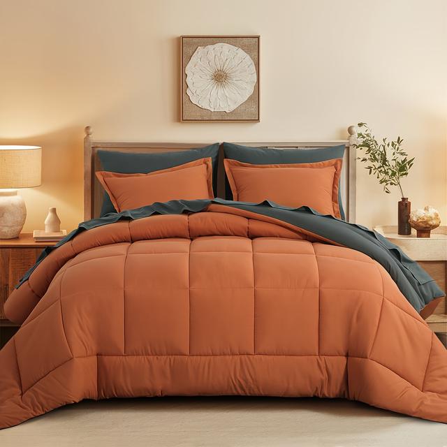 TEMU 2/3pcs Reversible Summer Lightweight Bed Comforter Set, Soft And Cool, All Season Down Alternative Bed Comforter With 1 Pillow Shams, Queen And King Size