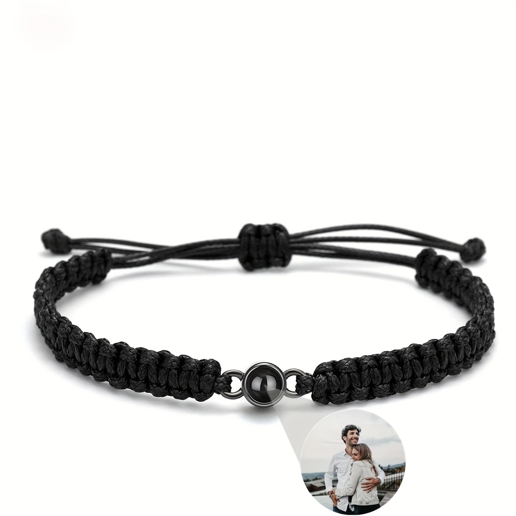 TEMU Personalized Photo Bracelet For Of Stainless Steel, Featuring An Adjustable Woven With Pictures Inside, Perfect As A Commemorative Gift For Mother's Day