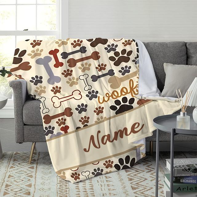 TEMU ผ้าห่มสัตว์เลี้ยงส่วนบุคคล ลายอุ้งเท้า สุนัข พร้อมลายกระดูก เหมาะสำหรับสุนัขขนาดเล็กถึงขนาดใหญ่ ปรับแต่งได้ตามต้องการ ผ้าห่มสุนัข อุปกรณ์สัตว์เลี้ยงในบ้านสุดสนุก ให้บ้านนอนอุ่นสำหรับสุนัขของคุณ