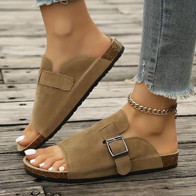 TEMU Women's Spring/summer 2025 New Half Slip-on Sandals, Cork Sole Outdoor Party Non-slip Women's Shoes