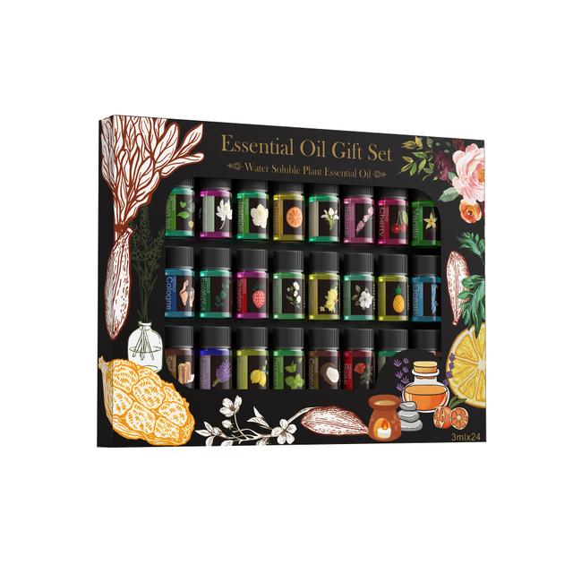TEMU Essential Oil Gift Box Set, Contains 24 Mini Bottles Of 3ml (0.101fl.oz) Water Soluble Essential Oil Gift Box, Suitable For Holiday Gifts