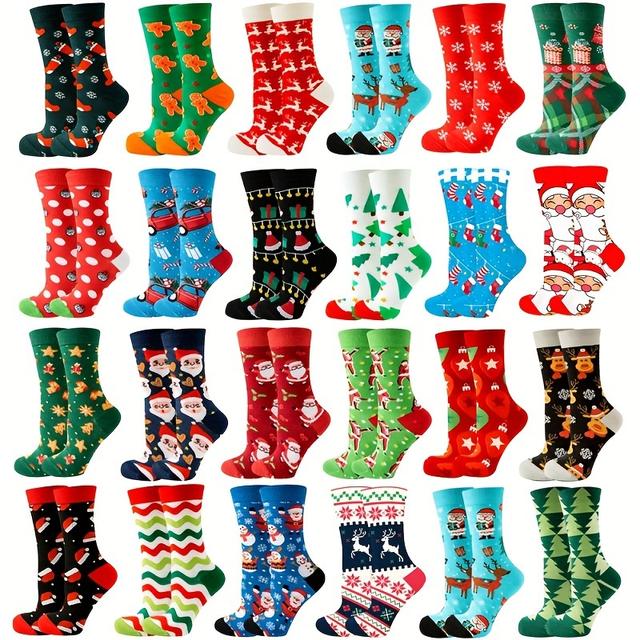 TEMU 6 Pairs Christmas Halloween Themed Socks Stockings Warm Socks Comfy Cute Stretch Stockings