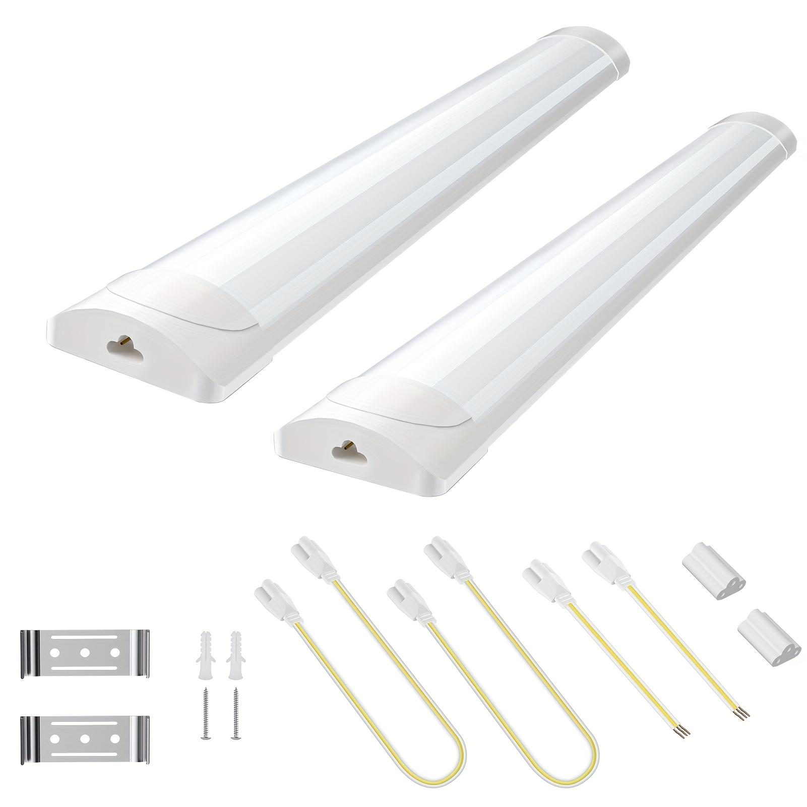 TEMU Set Of 2 20w 6500k Led Tube Lights, Ceiling-mounted Fixtures Suitable For Garages, Shops, , Offices, And Basements