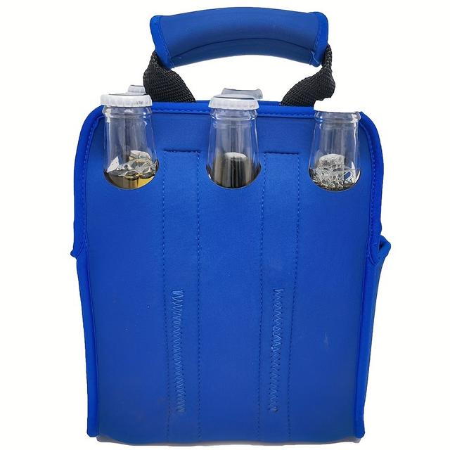 TEMU Insulated Neoprene Bag For Bottles - Features A Sturdy Handle For Of Water Or Beer Bottles, Suitable For Outdoor Use, Can Hold Up To 6 Bottles