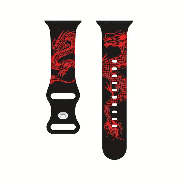 TEMU Chinese Mythical Dragon Carving Silicone Strap For Iwatch Ultra 49mm/46mm/45mm/44mm/42mm/41mm/40mm/38mm - Soft & Comfortable Unisex Sports Watch, Stylish Accessory, Durable Construction