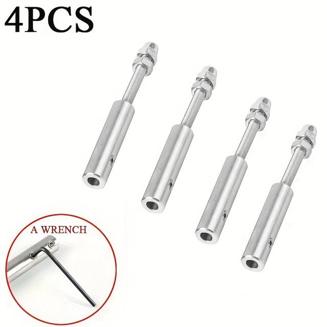 TEMU 4-teiliges Edelstahl-Kabelgeländer-Hardware-Set, Edelstahl-Empfänger und Schraubverschluss für Drahtseile – wetterfestes Werkzeug für Treppen- und Decks Geländer