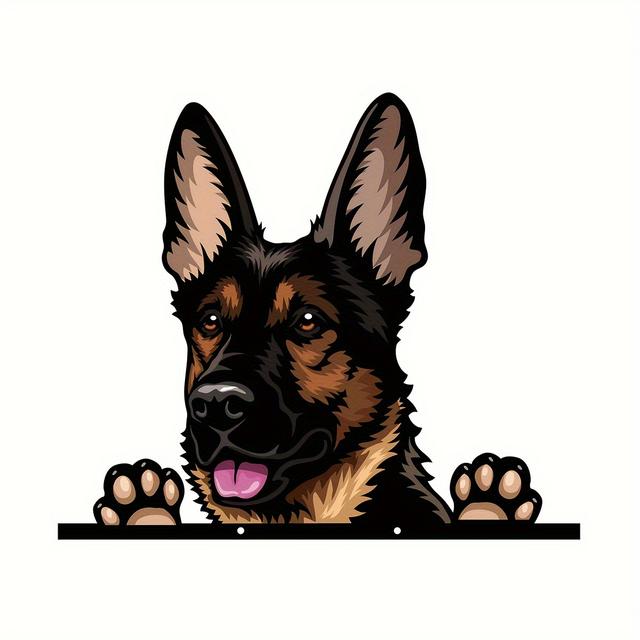 TEMU 1 Stück Schäferhund Metallzaun-Späher, rustikale Hundewandkunst, Gartentor-/Haustürschild, modische Metallhänge-Dekoration, perfektes Geschenk für die Feiertage, 11,8x10,1 Zoll