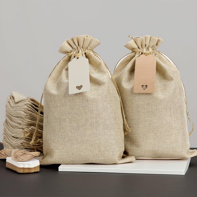 TEMU 61-teiliges Set hochwertiger Zugbeutel, Kombinationsset, Party- Feiertagsgeschenktaschen, Hochzeits- Haushalts-Jutebeutel mit Zugband