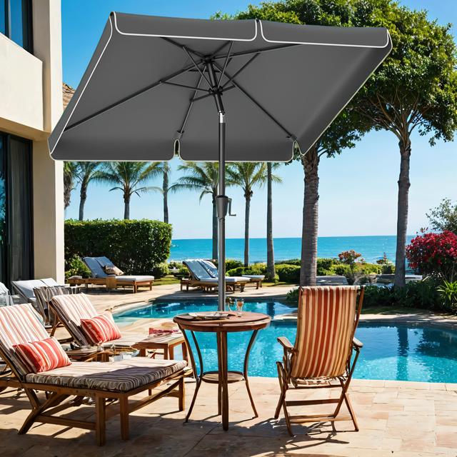TEMU 2 X 1.5 M Patio Umbrella, Rectangular Garden Parasol Umbrella, Upf 50+, 30° Tilt In 2 Directions, For Garden, Patio, Base Not Included