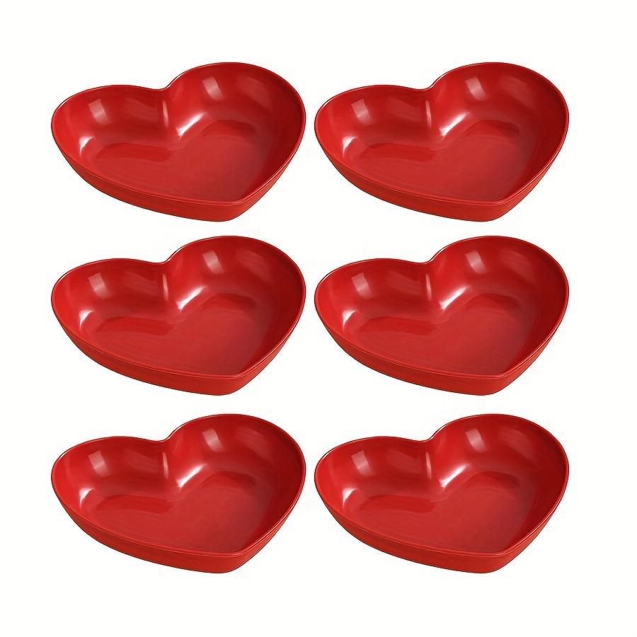 TEMU 6pcs Plastic Heart-shaped Serving Plate Set Theme Fruit, Snack And Candy Plate, For Valentine's Day, Wedding, Banquet And Special Occasions