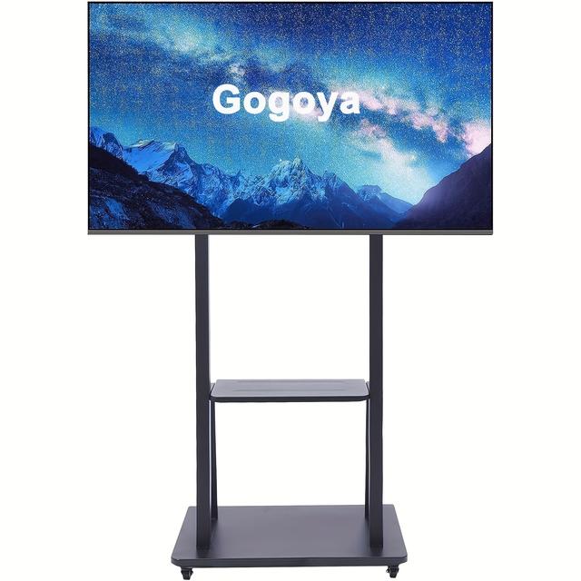 TEMU Gogoya Mobile Tv Stand On Wheels, Heavy Duty Tv Trolley For 32-75 Inch Lcd Led Oled Flat Tvs Rolling Tv Floor Stand With Metal Shelf Height Adjustable To 143lbs Max Vesa 600x400mm
