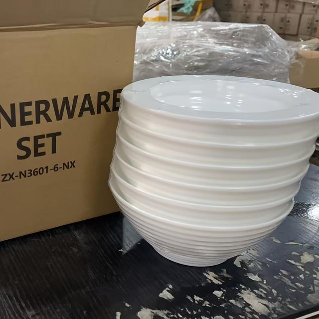 TEMU 6 Pack White Tempered Glass Salad Bowls Serving Bowls 30oz Soup Bowls Set For Kitchen, Microwave & Dishwasher Safe