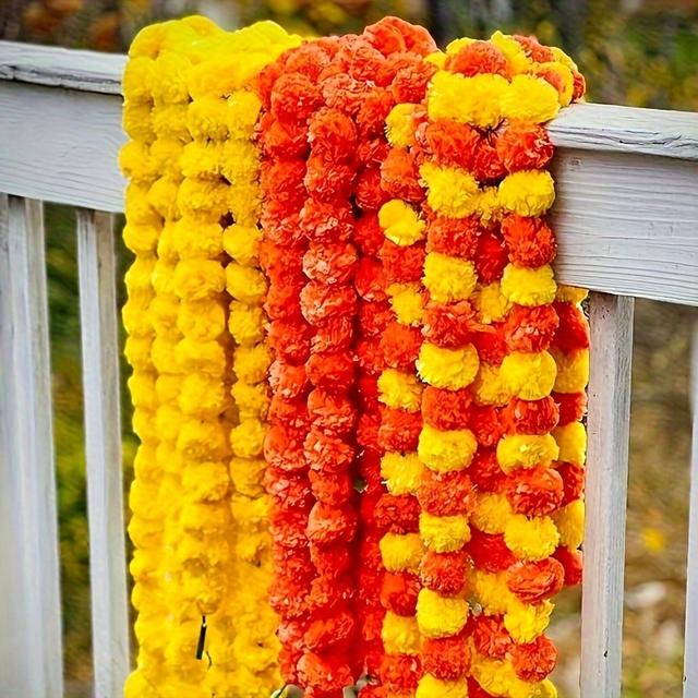 TEMU Classic Garlands Swags, Plastic Flower For Halloween, , Diwali - Traditional Mexican Festival Wedding Decorations, Feather-free, Celebrations
