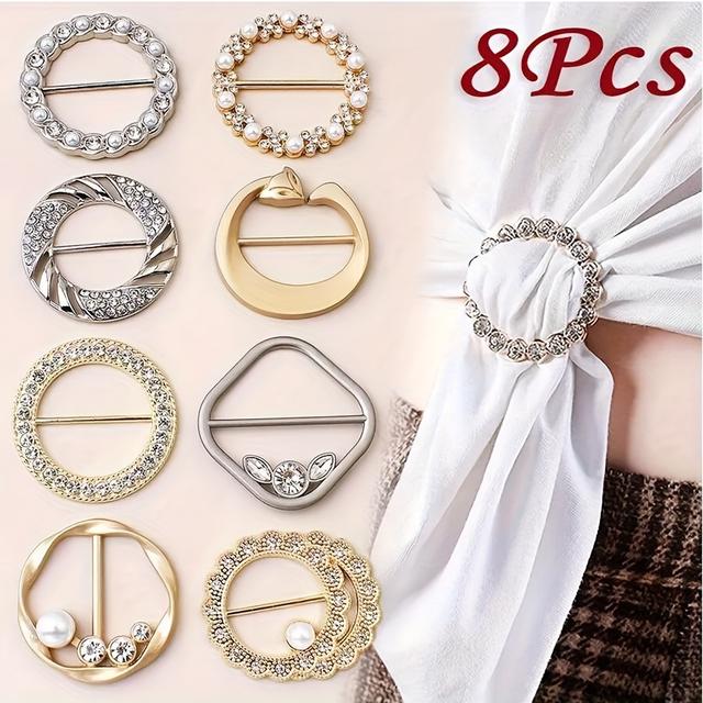TEMU 8pcs Multifunctional Metal Scarf & T-shirt Clip Set – Easy Knoting And Waistband Accessory For Sewing And Knitting