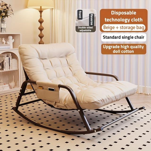 TEMU Large Rocking Recliner Chair, Padded Glider Rocker Featuring Armrests, Comfortable Lounge Chair Suitable For Living Room And Outdoor Use